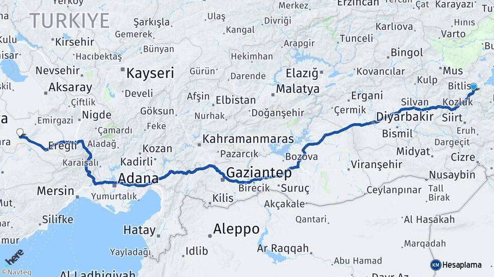 Bitlis Karapınar Konya Arası Kaç Saat? Yol Haritası, Yakıt, Rota ve Mesafe Hesaplama Bitlis Karapınar Konya Arası Kaç Km? Kaç Saat? Yol Haritası