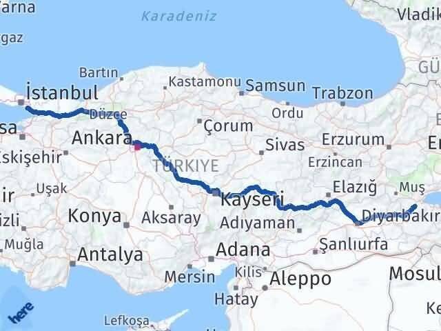 Bitlis Kartal İstanbul Arası Kaç Km - Yol Haritası
