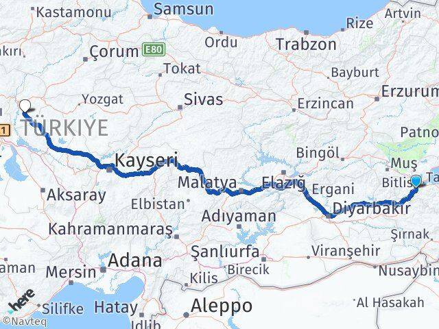 Bitlis Keskin Kırıkkale Arası Kaç Km - Yol Haritası