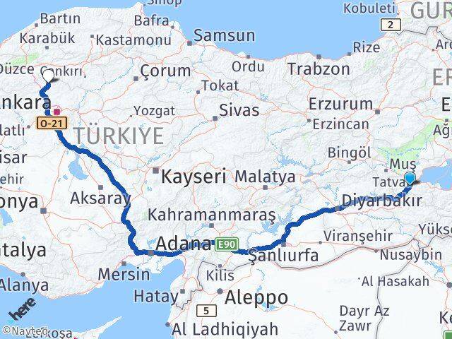 Bitlis Kızılcahamam Ankara Arası Kaç Km - Yol Haritası