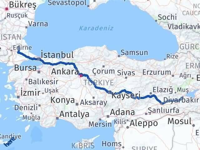 Bitlis Kofçaz Kırklareli Arası Kaç Km - Yol Haritası