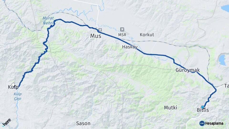 Bitlis Kulp Diyarbakır Arası Kaç Km - Yol Haritası