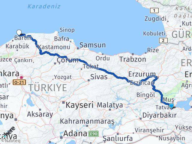Bitlis Kurucaşile Bartın Arası Kaç Km - Yol Haritası
