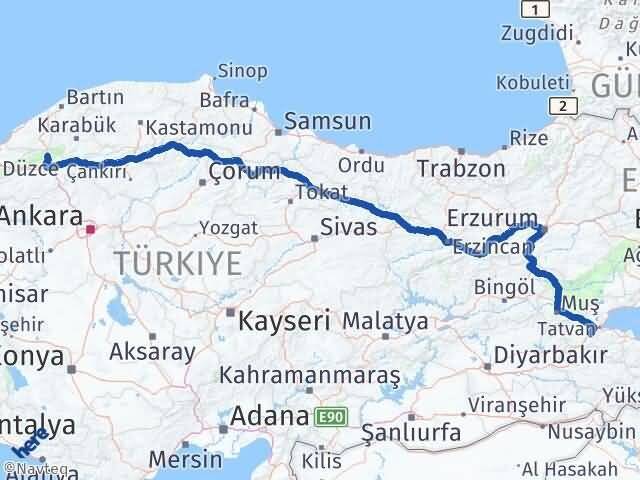 Bitlis Mengen Bolu Arası Kaç Km - Yol Haritası