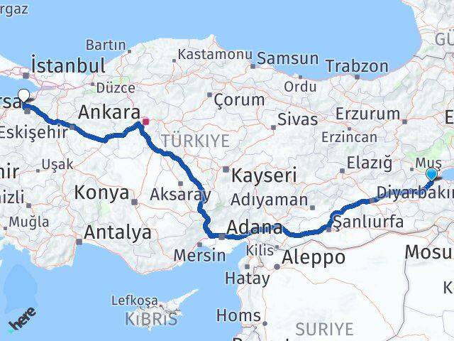Bitlis Mudanya Bursa Arası Kaç Km - Yol Haritası