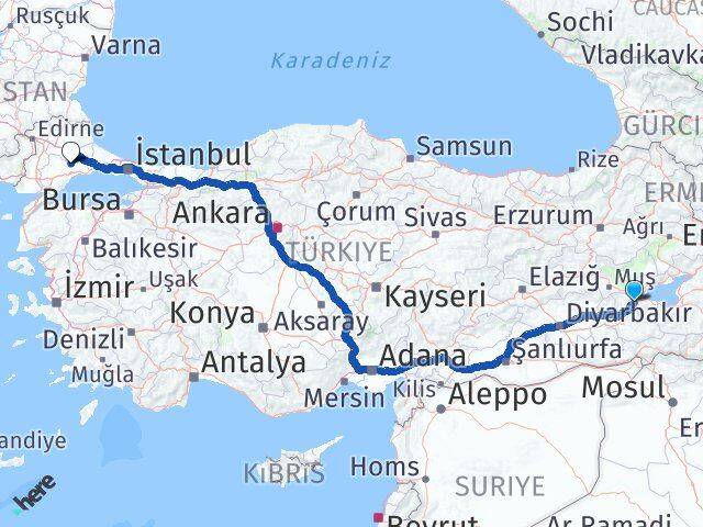 Bitlis Muratlı Tekirdağ Arası Kaç Km - Yol Haritası
