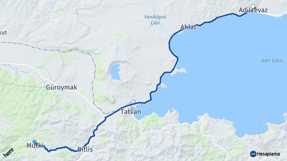 Bitlis Mutki Adilcevaz Arası Kaç Km - Yol Haritası