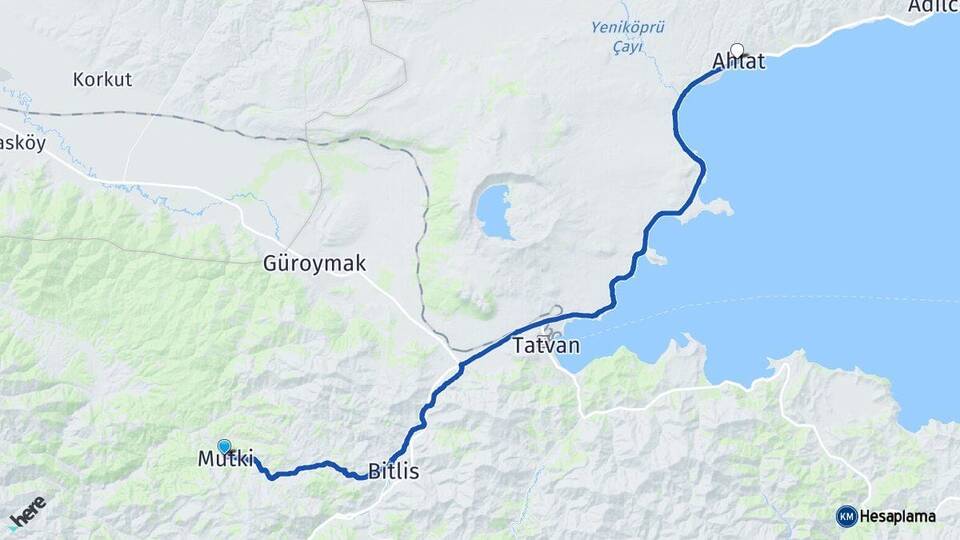 Bitlis Mutki Ahlat Arası Kaç Km - Yol Haritası
