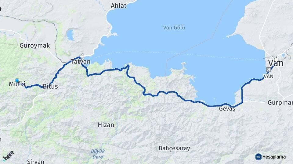 Bitlis Mutki Van Arası Kaç Km - Yol Haritası