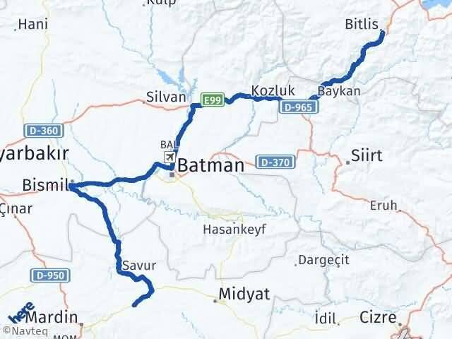 Bitlis Ömerli Mardin Arası Kaç Km - Yol Haritası