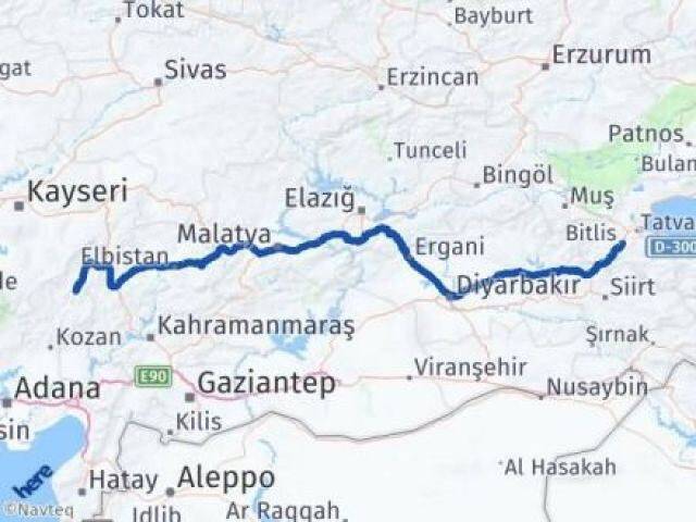 Bitlis Saimbeyli Adana Arası Kaç Km - Yol Haritası