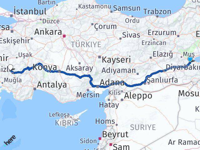 Bitlis Sarayköy Denizli Arası Kaç Km - Yol Haritası
