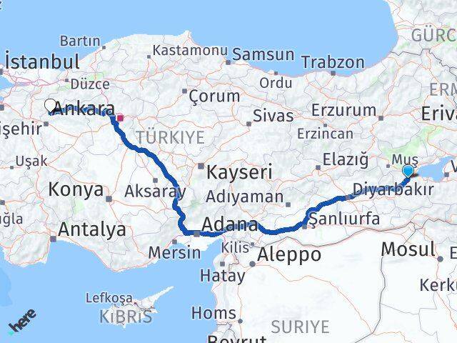 Bitlis Sarıcakaya Eskişehir Arası Kaç Km - Yol Haritası