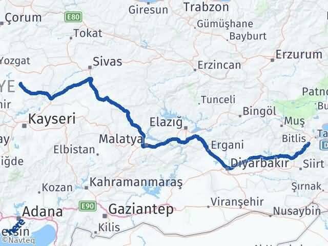 Bitlis Sarıkaya Yozgat Arası Kaç Km - Yol Haritası