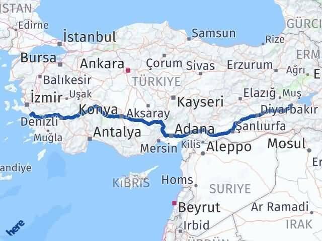 Bitlis Selçuk İzmir Arası Kaç Km - Yol Haritası