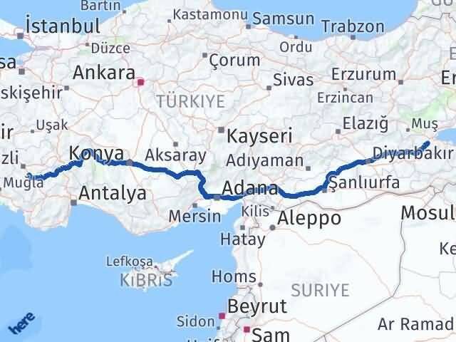 Bitlis Serinhisar Denizli Arası Kaç Km - Yol Haritası