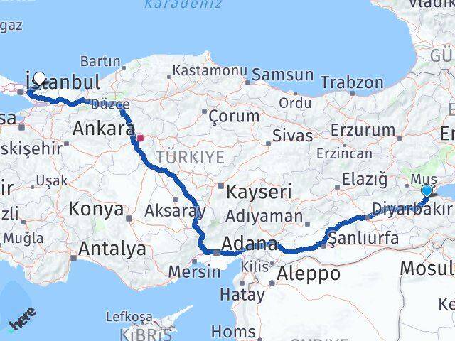 Bitlis Şile İstanbul Arası Kaç Km - Yol Haritası