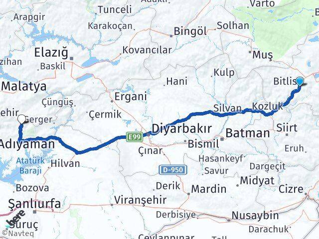 Bitlis Sincik Adıyaman Arası Kaç Km - Yol Haritası