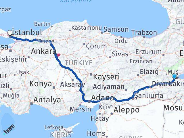 Bitlis Şişli İstanbul Arası Kaç Km - Yol Haritası