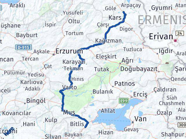 Bitlis Susuz Kars Arası Kaç Km - Yol Haritası