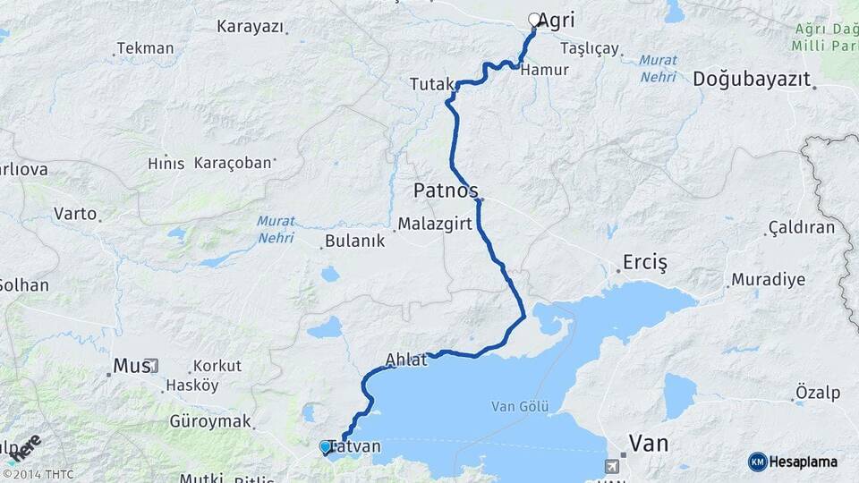 Bitlis Tatvan Ağrı Arası Kaç Km - Yol Haritası