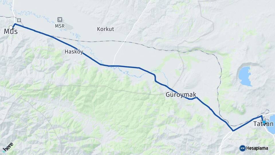 Bitlis Tatvan Muş Arası Kaç Km - Yol Haritası