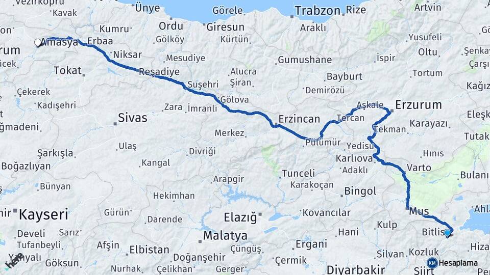 Bitlis Yukarıkaraboy Arası Kaç Km - Yol Haritası
