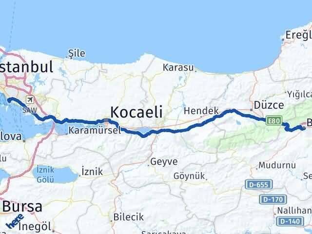 Bolu Adalar İstanbul Arası Kaç Km - Yol Haritası
