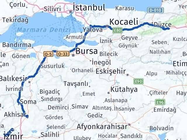 Bolu Akhisar Manisa Arası Kaç Km - Yol Haritası