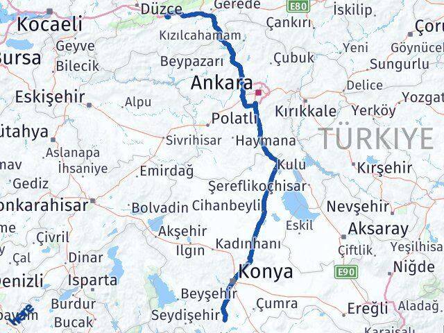 Bolu Akören Konya Arası Kaç Km - Yol Haritası