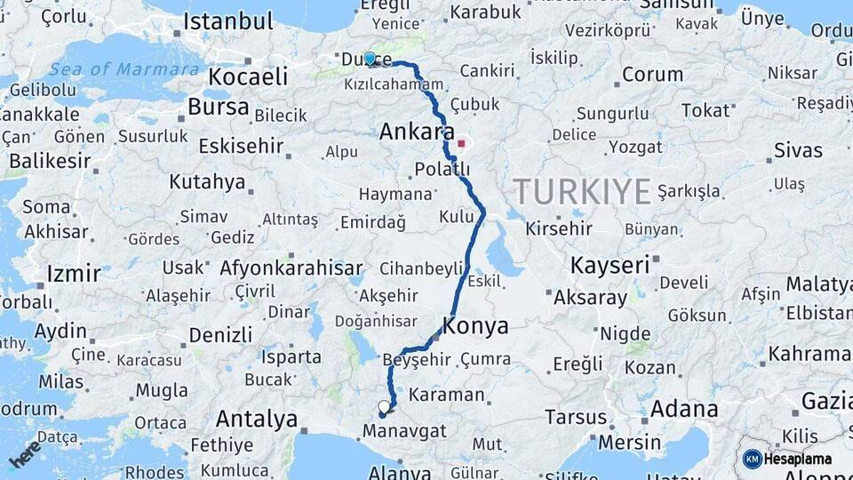 Bolu Akseki Antalya Arası Kaç Km - Yol Haritası