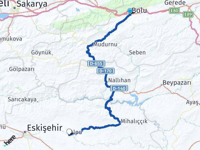Bolu Alpu Eskişehir Arası Kaç Km - Yol Haritası
