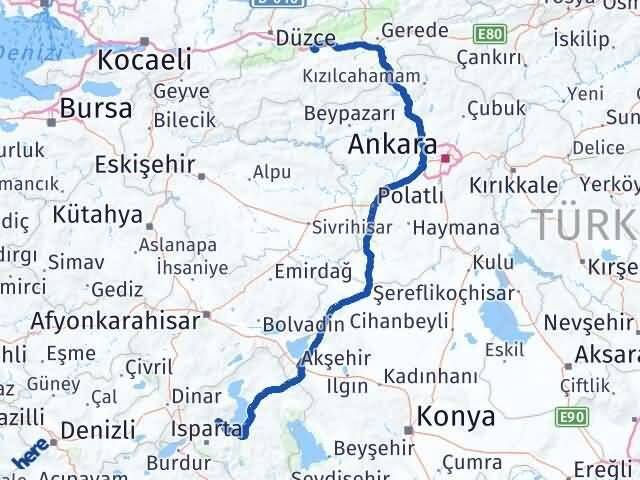Bolu Atabey Isparta Arası Kaç Km - Yol Haritası