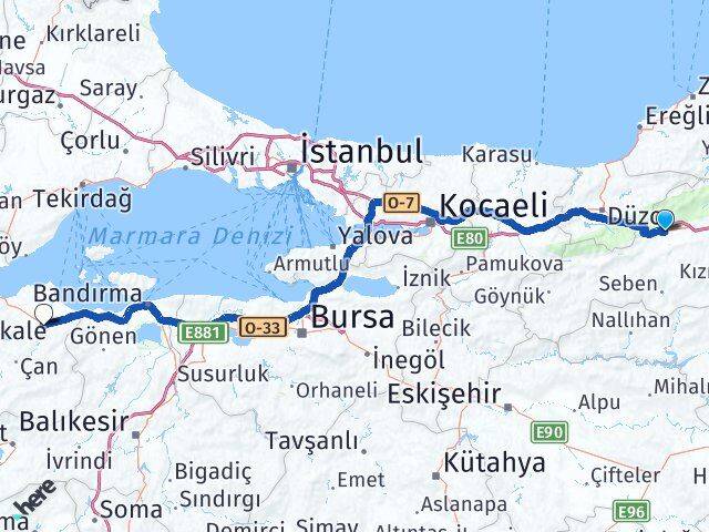 Bolu Biga Çanakkale Arası Kaç Km - Yol Haritası