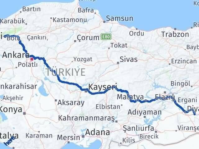 Bolu Bismil Diyarbakır Arası Kaç Saat? Yol Haritası, Yakıt, Rota ve Mesafe Hesaplama Bolu Bismil Diyarbakır Arası Kaç Km? Kaç Saat? Yol Haritası