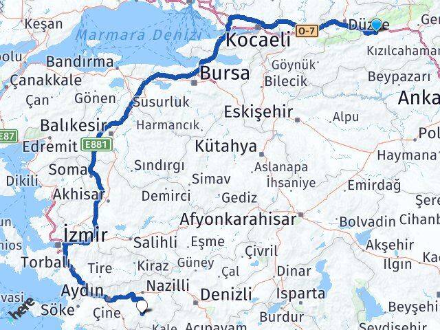 Bolu Bozdoğan Aydın Arası Kaç Km - Yol Haritası