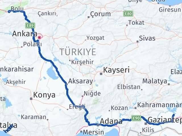 Bolu Bozova Şanlıurfa Arası Kaç Km - Yol Haritası