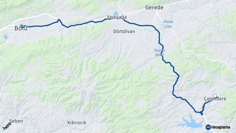 Bolu Çamlıdere Ankara Arası Kaç Km - Yol Haritası