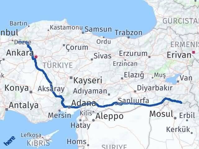 Bolu Çukurca Hakkari Arası Kaç Km - Yol Haritası