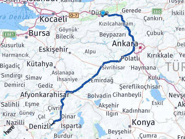 Bolu Dazkırı Afyonkarahisar Arası Kaç Km - Yol Haritası