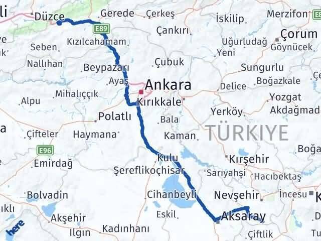 Bolu Derinkuyu Nevşehir Arası Kaç Km - Yol Haritası