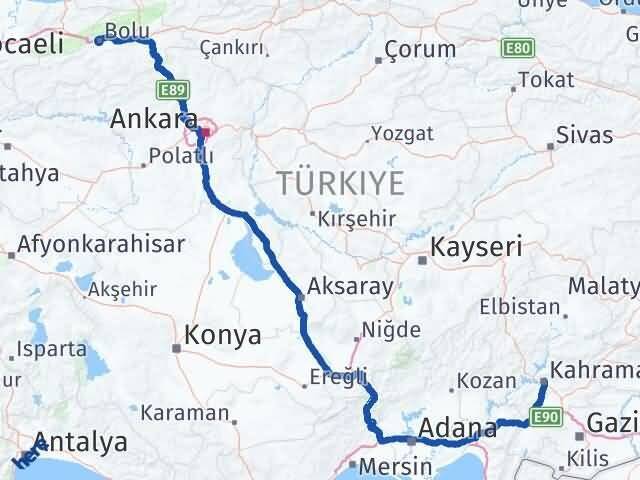 Bolu Dulkadiroğlu Kahramanmaraş Arası Kaç Km - Yol Haritası