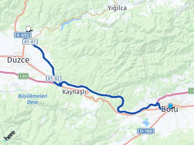 Bolu Düzce Üniversitesi Arası Kaç Km - Yol Haritası