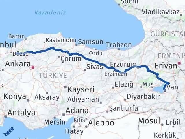 Bolu Edremit Van Arası Kaç Km - Yol Haritası