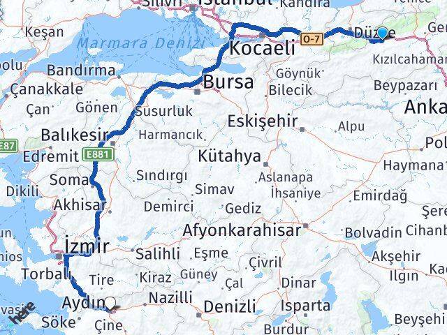 Bolu Efeler Aydın Arası Kaç Km - Yol Haritası