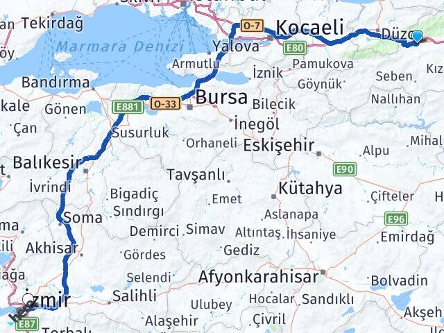 Bolu Ege Üniversitesi Arası Kaç Km - Yol Haritası