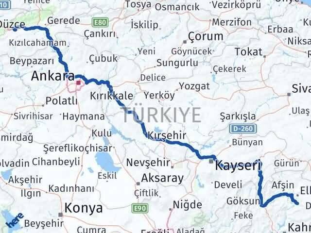 Bolu Ekinözü Kahramanmaraş Arası Kaç Km - Yol Haritası