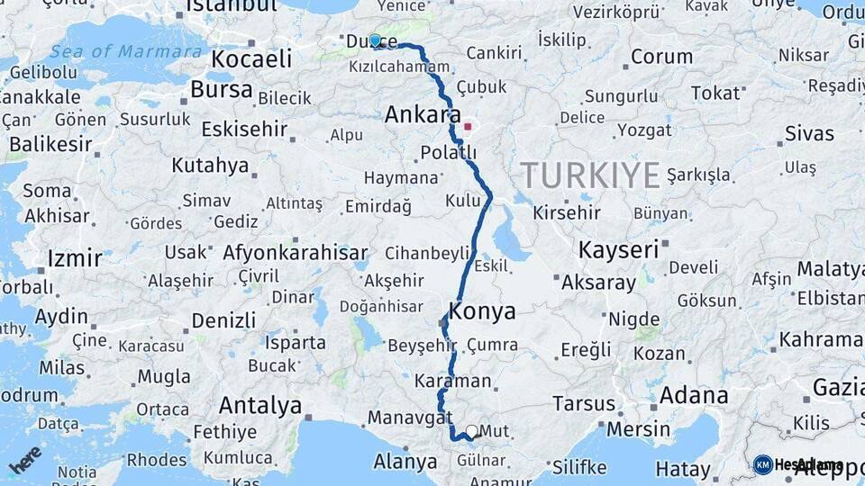 Bolu Ermenek Karaman Arası Kaç Km - Yol Haritası