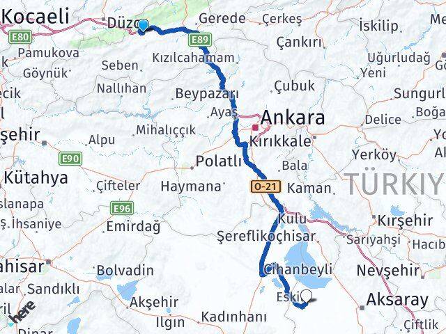 Bolu Eskil Aksaray Arası Kaç Km - Yol Haritası