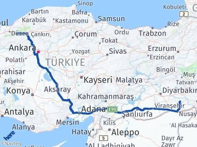 Bolu Gercüş Batman Arası Kaç Km - Yol Haritası